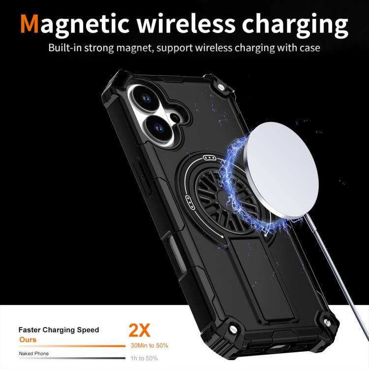 For iPhone 17 Shockproof Kickstand Metallic Shaft MagSafe Phone Case(Black) - iPhone 17 Cases by buy2fix | Online Shopping UK | buy2fix
