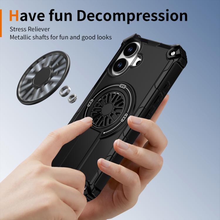 For iPhone 17 Shockproof Kickstand Metallic Shaft MagSafe Phone Case(Black) - iPhone 17 Cases by buy2fix | Online Shopping UK | buy2fix