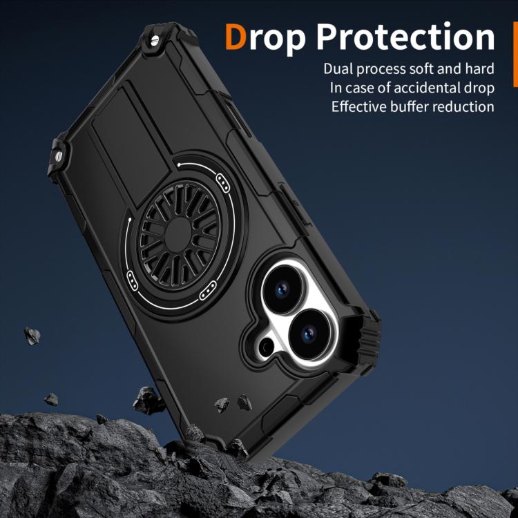 For iPhone 17 Shockproof Kickstand Metallic Shaft MagSafe Phone Case(Black) - iPhone 17 Cases by buy2fix | Online Shopping UK | buy2fix