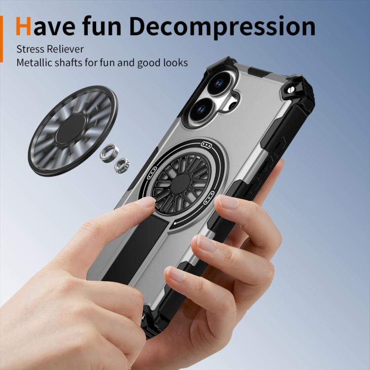 For iPhone 17 Shockproof Kickstand Metallic Shaft MagSafe Phone Case(Silver) - iPhone 17 Cases by buy2fix | Online Shopping UK | buy2fix