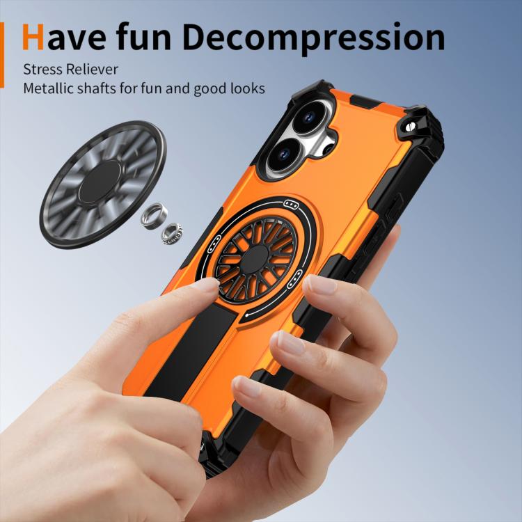 For iPhone 17 Shockproof Kickstand Metallic Shaft MagSafe Phone Case(Orange) - iPhone 17 Cases by buy2fix | Online Shopping UK | buy2fix