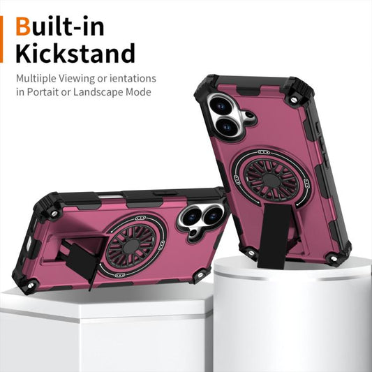 For iPhone 17 Shockproof Kickstand Metallic Shaft MagSafe Phone Case(Purple) - iPhone 17 Cases by buy2fix | Online Shopping UK | buy2fix