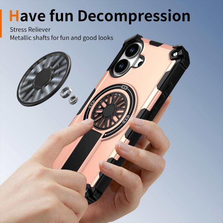 For iPhone 17 Shockproof Kickstand Metallic Shaft MagSafe Phone Case(Rose Gold) - iPhone 17 Cases by buy2fix | Online Shopping UK | buy2fix