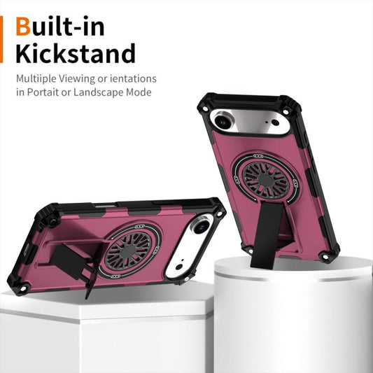 For iPhone Air Shockproof Kickstand Metallic Shaft MagSafe Phone Case(Purple) - iPhone Air Cases by buy2fix | Online Shopping UK | buy2fix