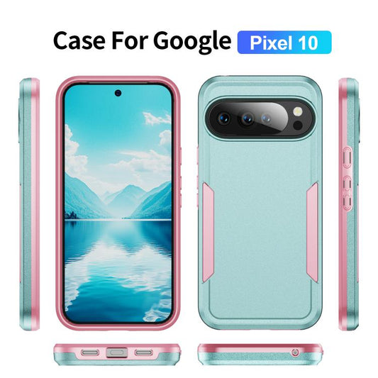 For Google Pixel 10 Pioneer Armor Heavy Duty PC + TPU Phone Case(Green+Pink) - Google Cases by buy2fix | Online Shopping UK | buy2fix