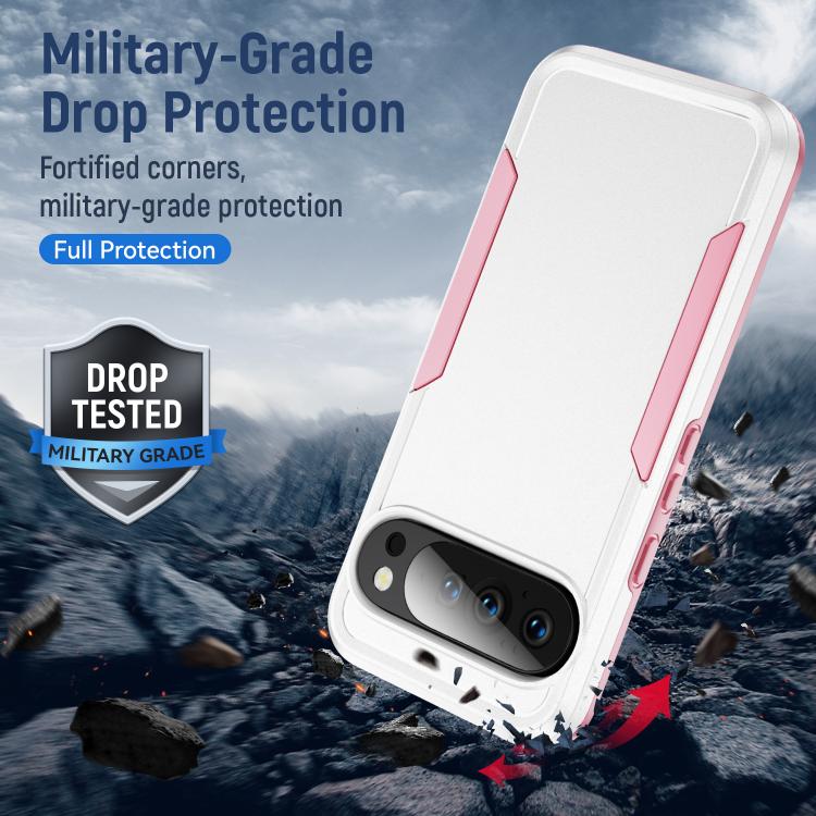 For Google Pixel 10 Pro Pioneer Armor Heavy Duty PC + TPU Phone Case(White+Pink) - Google Cases by buy2fix | Online Shopping UK | buy2fix