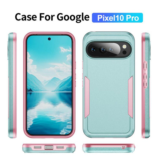 For Google Pixel 10 Pro Pioneer Armor Heavy Duty PC + TPU Phone Case(Green+Pink) - Google Cases by buy2fix | Online Shopping UK | buy2fix