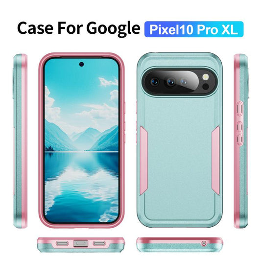 For Google Pixel 10 Pro XL Pioneer Armor Heavy Duty PC + TPU Phone Case(Green+Pink) - Google Cases by buy2fix | Online Shopping UK | buy2fix