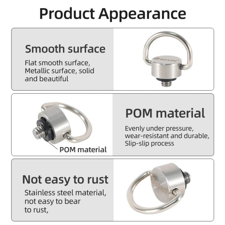 BEXIN LS020 Quick Release Plate Screws 1/4 inch C-Ring Adapter Mount Screws(Steel Color) - Other Accessories by BEXIN | Online Shopping UK | buy2fix