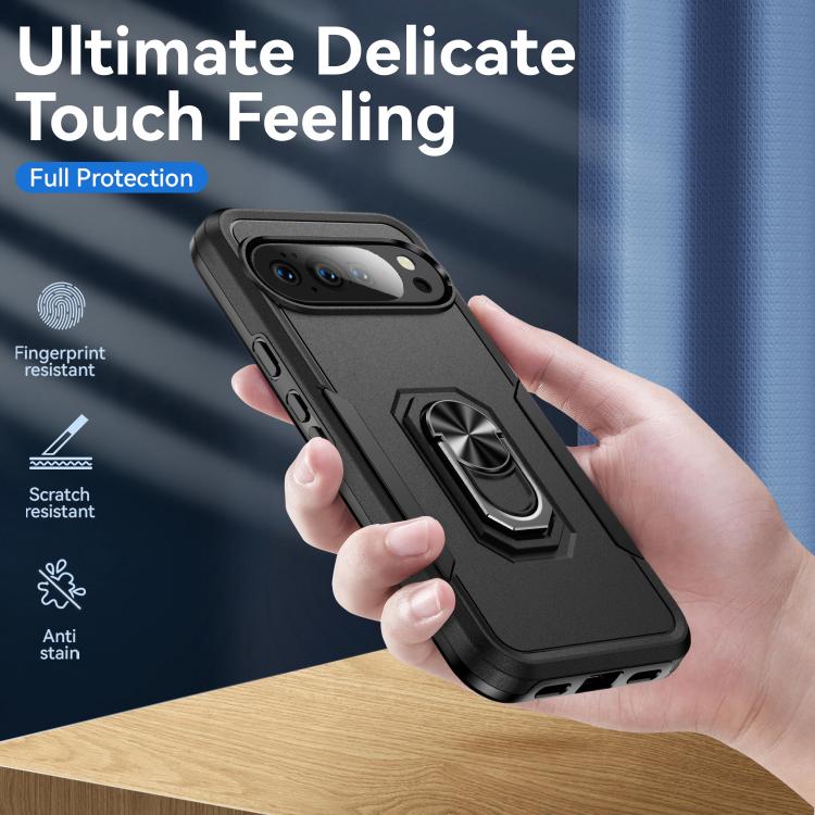 For Google Pixel 10 Pro XL Pioneer Armor Heavy Duty PC + TPU Phone Case with Holder(Black) - Google Cases by buy2fix | Online Shopping UK | buy2fix