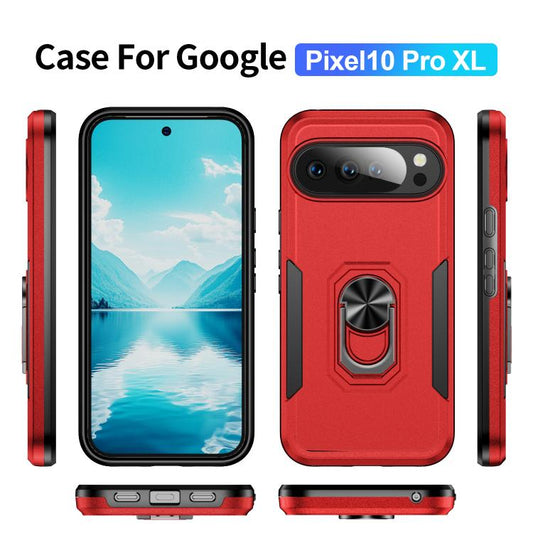 For Google Pixel 10 Pro XL Pioneer Armor Heavy Duty PC + TPU Phone Case with Holder(Red+Black) - Google Cases by buy2fix | Online Shopping UK | buy2fix