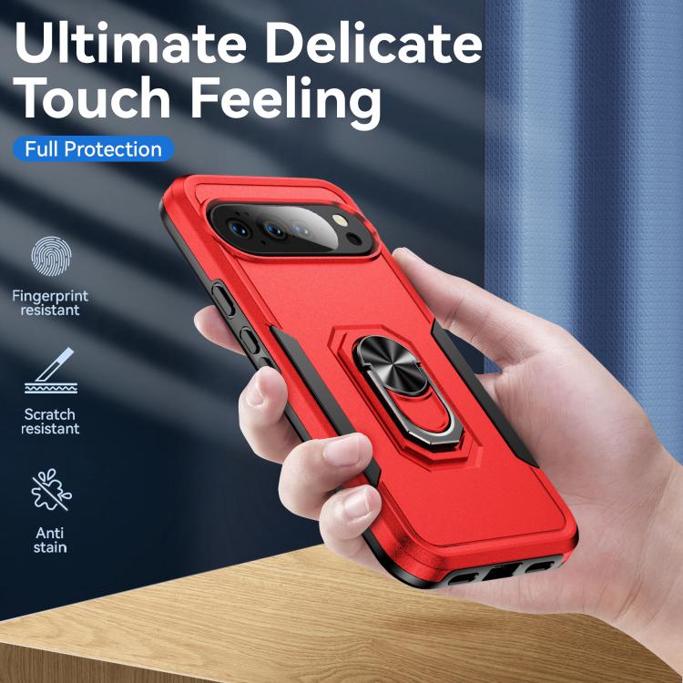 For Google Pixel 10 Pro XL Pioneer Armor Heavy Duty PC + TPU Phone Case with Holder(Red+Black) - Google Cases by buy2fix | Online Shopping UK | buy2fix