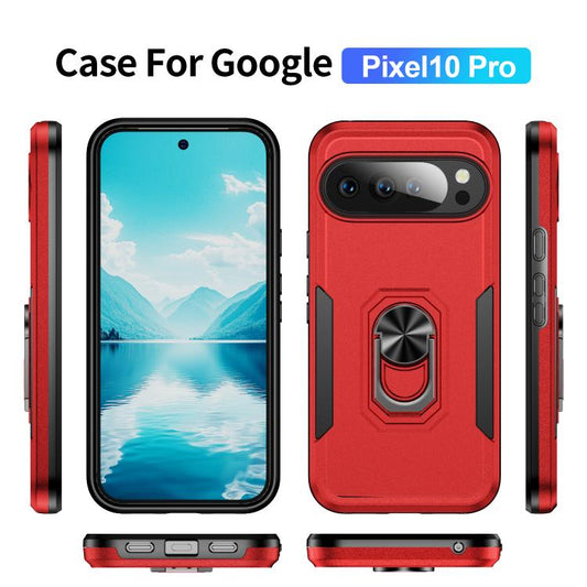 For Google Pixel 10 Pro Pioneer Armor Heavy Duty PC + TPU Phone Case with Holder(Red+Black) - Google Cases by buy2fix | Online Shopping UK | buy2fix
