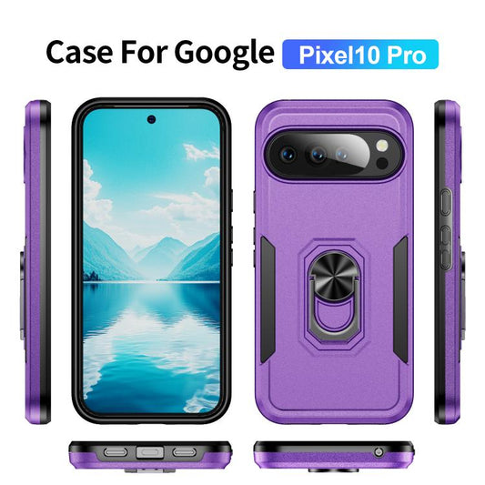 For Google Pixel 10 Pro Pioneer Armor Heavy Duty PC + TPU Phone Case with Holder(Purple+Black) - Google Cases by buy2fix | Online Shopping UK | buy2fix