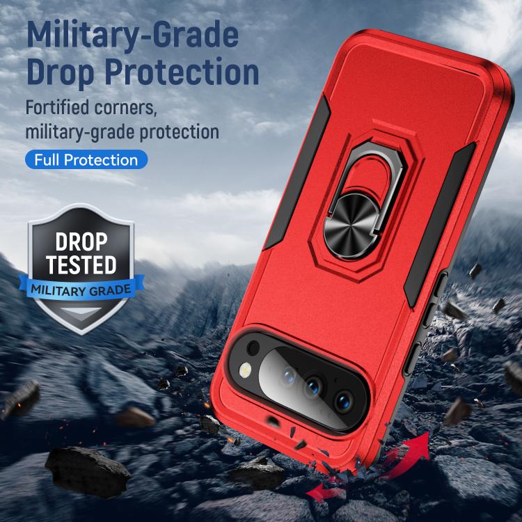 For Google Pixel 10 Pioneer Armor Heavy Duty PC + TPU Phone Case with Holder(Red+Black) - Google Cases by buy2fix | Online Shopping UK | buy2fix