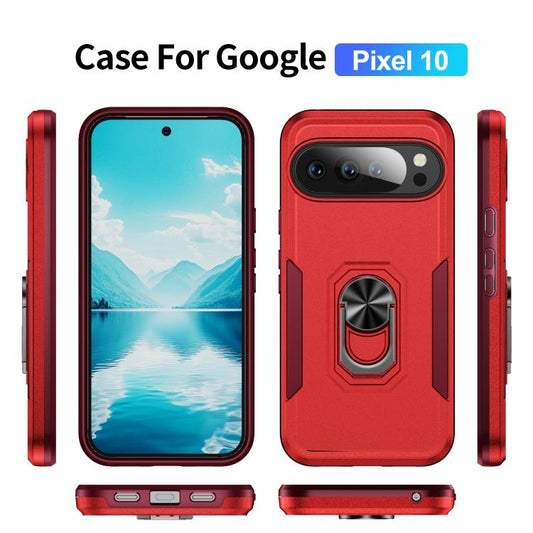 For Google Pixel 10 Pioneer Armor Heavy Duty PC + TPU Phone Case with Holder(Red+Rose Red) - Google Cases by buy2fix | Online Shopping UK | buy2fix