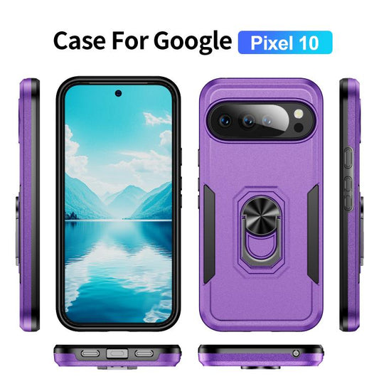 For Google Pixel 10 Pioneer Armor Heavy Duty PC + TPU Phone Case with Holder(Purple+Black) - Google Cases by buy2fix | Online Shopping UK | buy2fix
