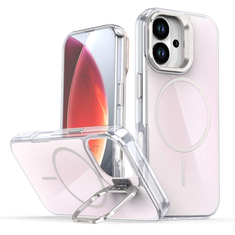 For iPhone 17 Gradient Discolor Lens Kickstand Magsafe Phone Case(White) - iPhone 17 Cases by buy2fix | Online Shopping UK | buy2fix