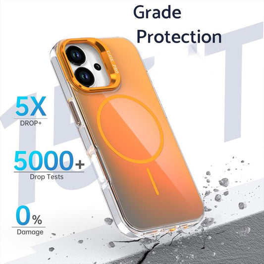 For iPhone 17 Gradient Discolor Lens Kickstand Magsafe Phone Case(White) - iPhone 17 Cases by buy2fix | Online Shopping UK | buy2fix