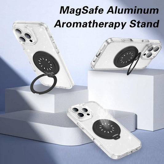 Magnetic MagSafe Aluminum Alloy Aromatherapy Mirror Bracket with Straps(Black) - Ring Holder by buy2fix | Online Shopping UK | buy2fix