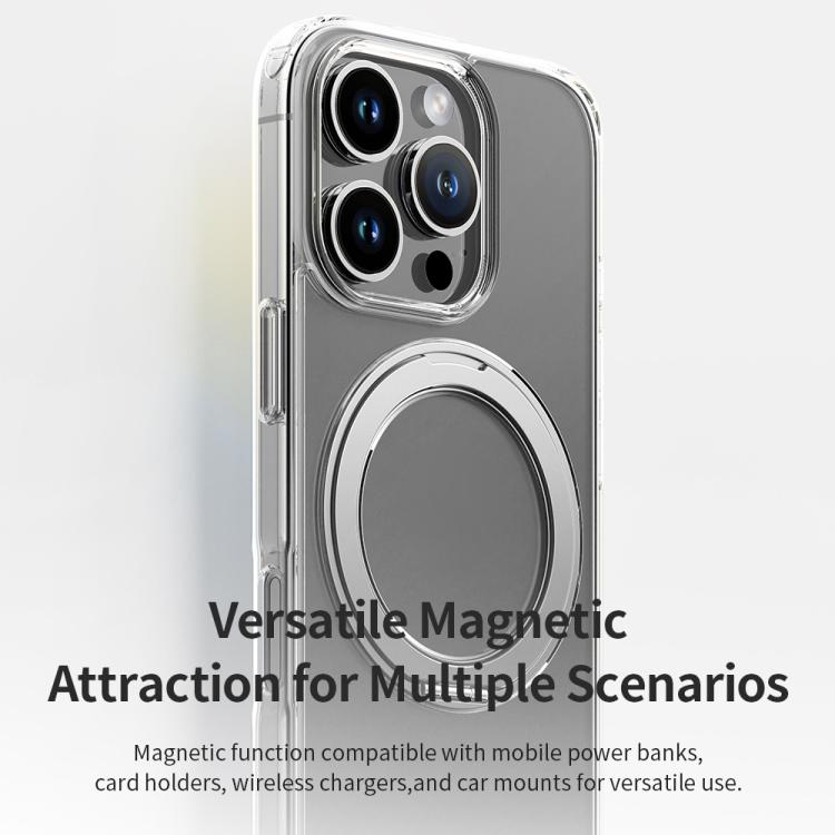 For iPhone 16 Pro Max ROCK JingDun Series Clear Rotating MagSafe Holder PC Hybrid TPU Phone Case(Transparent) - iPhone 16 Pro Max Cases by ROCK | Online Shopping UK | buy2fix