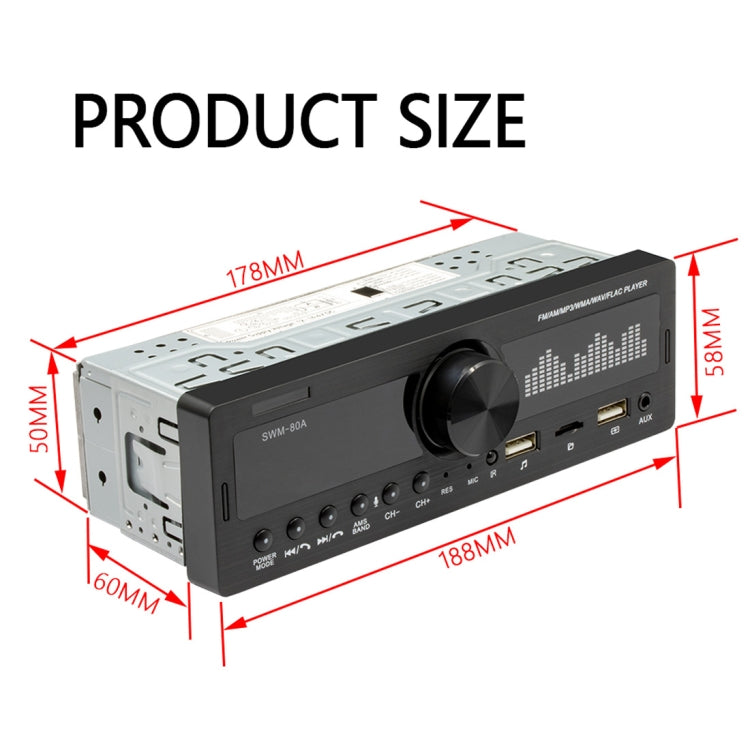 SWM-80A DC12V Car MP3 Support FM / AM & Bluetooth & Mobile Phone Voice Assistant - Car MP3 & MP4 & MP5 by buy2fix | Online Shopping UK | buy2fix