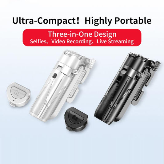 FUNSNAP P15 mini Portable Mini BT Handle Phone Selfie Stick Live Streaming Stand(Black) - Selfie Sticks by FUNSNAP | Online Shopping UK | buy2fix