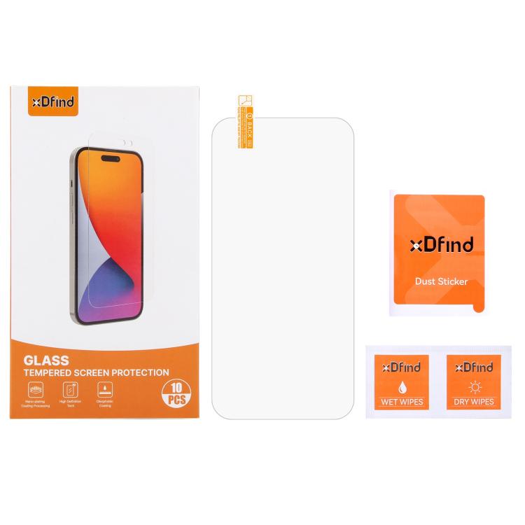 For iPhone 16 Plus 10pcs xDfind 0.26mm 9H 2.5D Middle Aluminum Tempered Glass Film - iPhone 16 Plus Tempered Glass by xDfind | Online Shopping UK | buy2fix