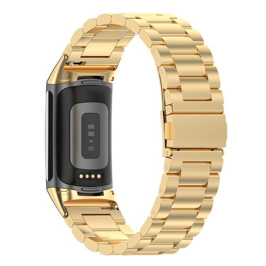For Fitbit Charge 6 / 5 xDfind Three Beads Quick Release Metal Watch Band(Gold) - Watch Bands by xDfind | Online Shopping UK | buy2fix