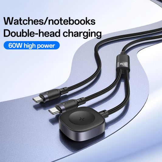 Yesido CA136C 60W USB-C / Type-C to Type-C & iWatch 2 in 1 Charging Cable, Length:1.2m(Black) - Charger / Holder by Yesido | Online Shopping UK | buy2fix