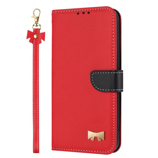For Google Pixel 10 Pro / 9 Pro Metal Bow Leather Phone Case with Hand Strap(Red) - Google Cases by buy2fix | Online Shopping UK | buy2fix