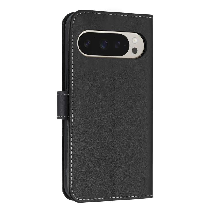 For Google Pixel 10 Pro XL / 9 Pro XL Metal Bow Leather Phone Case with Hand Strap(Black) - Google Cases by buy2fix | Online Shopping UK | buy2fix