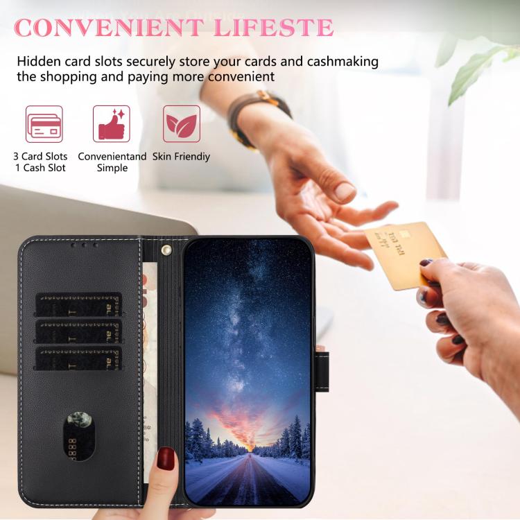 For Google Pixel 10 Pro XL / 9 Pro XL Metal Bow Leather Phone Case with Hand Strap(Black) - Google Cases by buy2fix | Online Shopping UK | buy2fix
