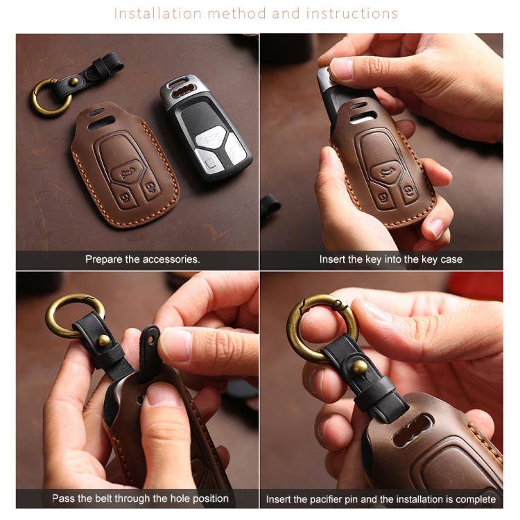 For Toyota Corolla 3-button B111 Crazy Horse Cowhide Car Key Protection Cover(Black) - Car Key Cases by Hallmo | Online Shopping UK | buy2fix