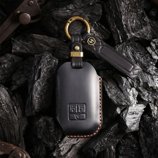 For Kia Carnival SX Hallmo E171 Crazy Horse Cowhide Car Key Protection Cover(Blue) - Car Key Cases by Hallmo | Online Shopping UK | buy2fix