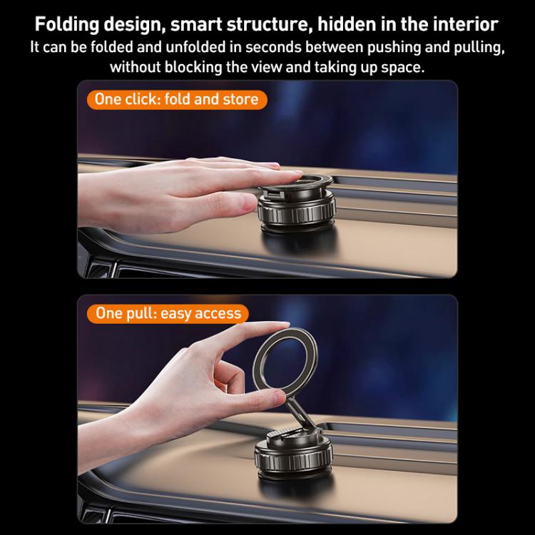 G712 Vacuum Adsorption Foldable Magnetic Car Phone Holder(Black) - Universal Car Holders by buy2fix | Online Shopping UK | buy2fix
