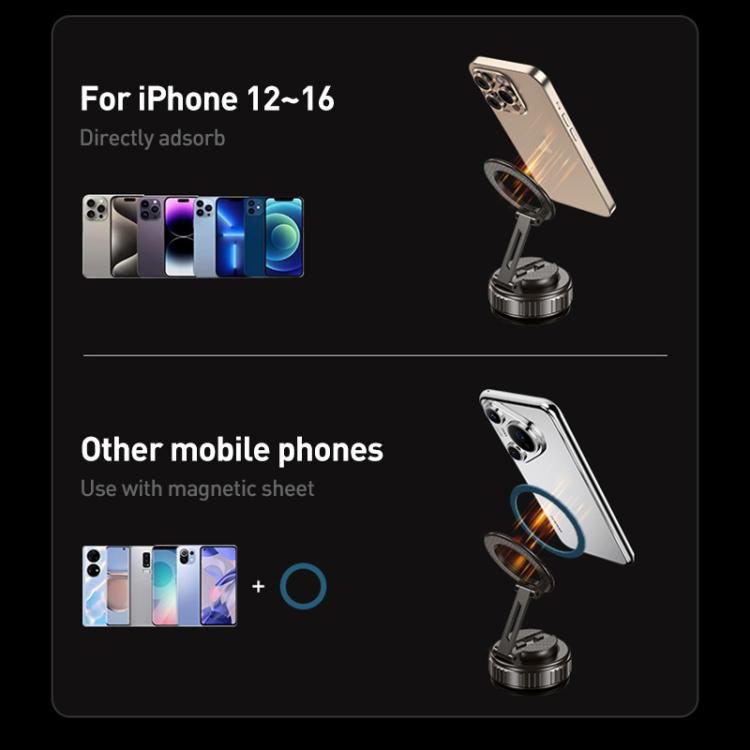 G712 Vacuum Adsorption Foldable Magnetic Car Phone Holder(Black) - Universal Car Holders by buy2fix | Online Shopping UK | buy2fix