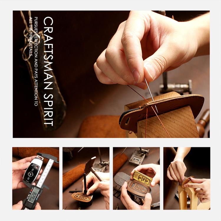 For Toyota Alphard Hallmo Crazy Horse Cowhide Car Key Protection Cover(5-button Blue) - Car Key Cases by Hallmo | Online Shopping UK | buy2fix