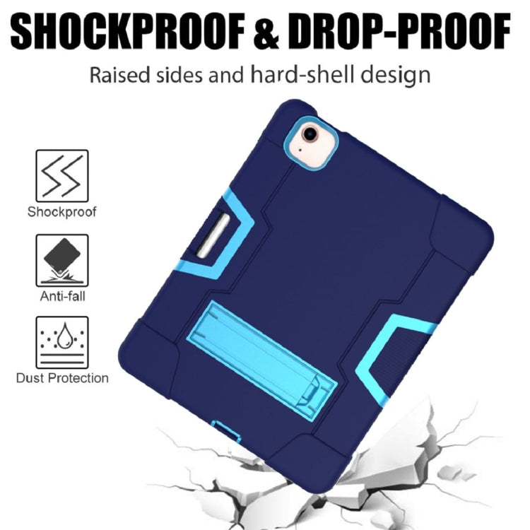 For iPad Air 2022 / 2020 10.9 Contrast Color Robot Shockproof Silicon + PC Protective Case with Holder & Pen Slot(Navy Blue + Blue) - iPad Air (2022) / (2020) 10.9 Cases by buy2fix | Online Shopping UK | buy2fix