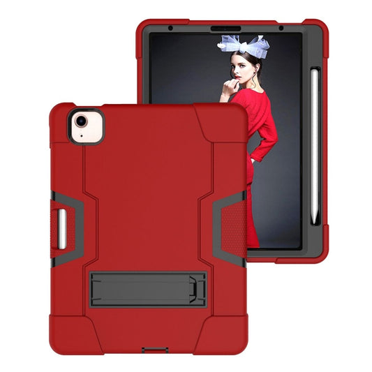 For iPad Air 2022 / 2020 10.9 Contrast Color Robot Shockproof Silicon + PC Protective Case with Holder & Pen Slot(Red + Black) - iPad Air (2022) / (2020) 10.9 Cases by buy2fix | Online Shopping UK | buy2fix