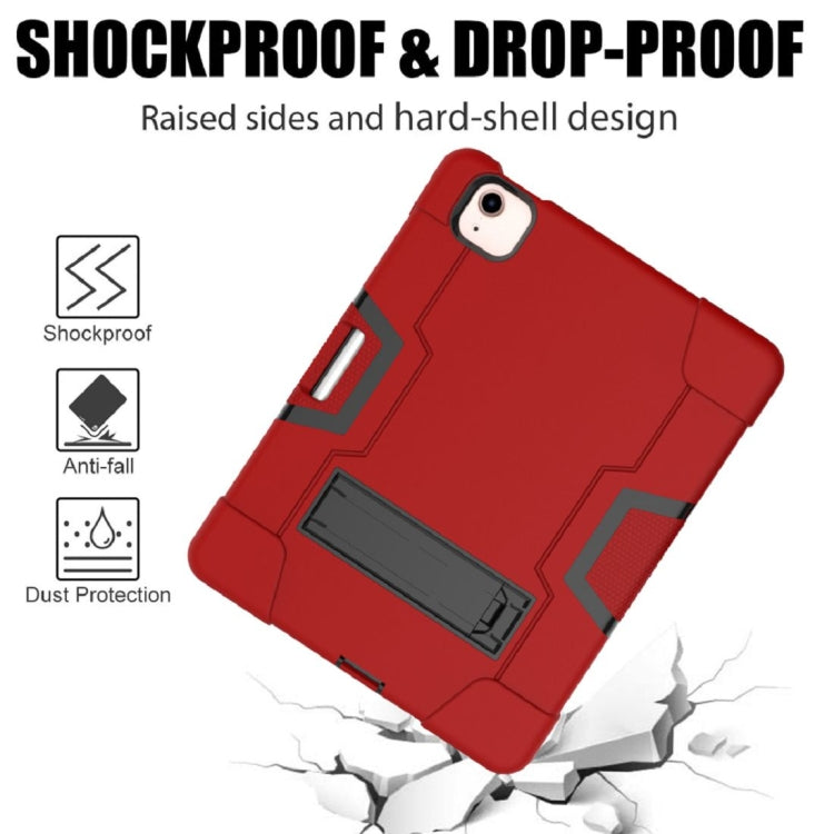 For iPad Air 2022 / 2020 10.9 Contrast Color Robot Shockproof Silicon + PC Protective Case with Holder & Pen Slot(Red + Black) - iPad Air (2022) / (2020) 10.9 Cases by buy2fix | Online Shopping UK | buy2fix
