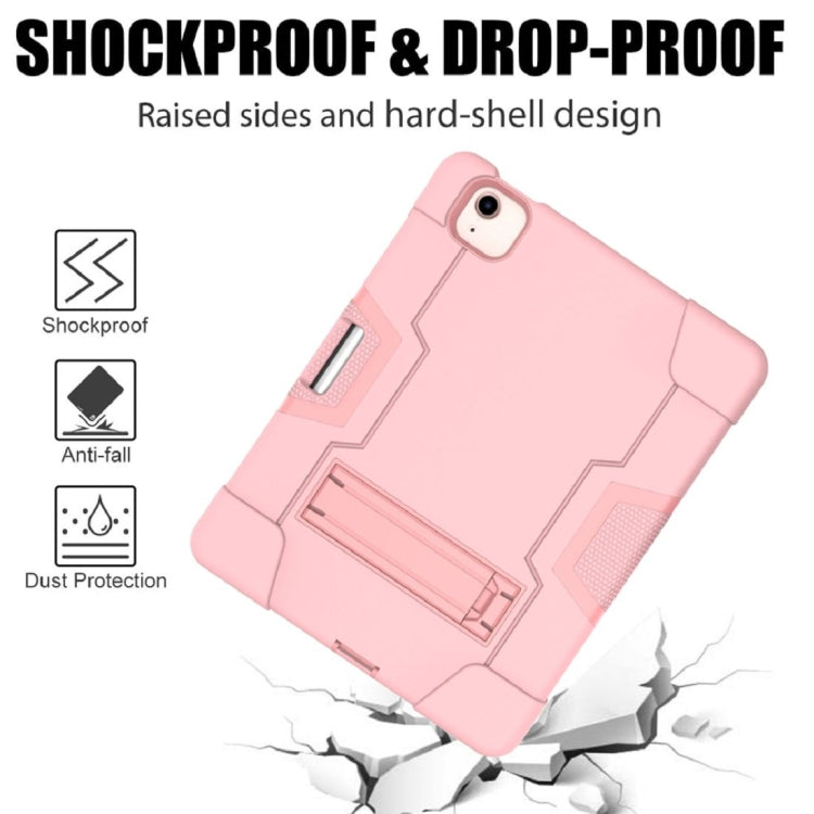 For iPad Air 2022 / 2020 10.9 Contrast Color Robot Shockproof Silicon + PC Protective Case with Holder & Pen Slot(Rose Gold) - iPad Air (2022) / (2020) 10.9 Cases by buy2fix | Online Shopping UK | buy2fix