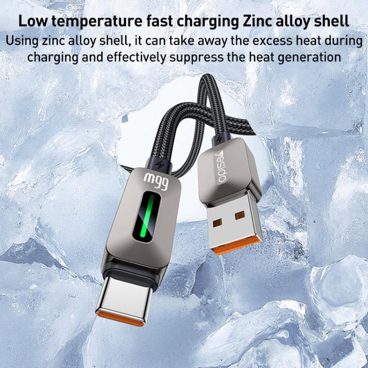 Yesido CA137C 66W USB to Type-C Streamer Light Data Cable, Length: 1.2m(Grey) - USB-C & Type-C Cable by Yesido | Online Shopping UK | buy2fix