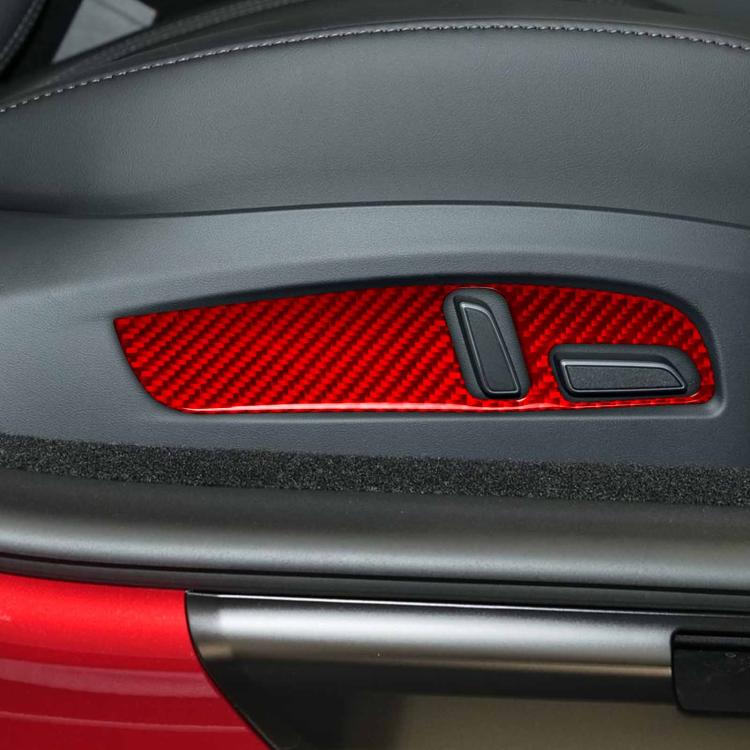 For Tesla Model 3 2023- 2pcs/Set Carbon Fiber Car Seat Adjustment Panel Decorative Sticker, Left Drive(Red) - Car Interior Mouldings by buy2fix | Online Shopping UK | buy2fix