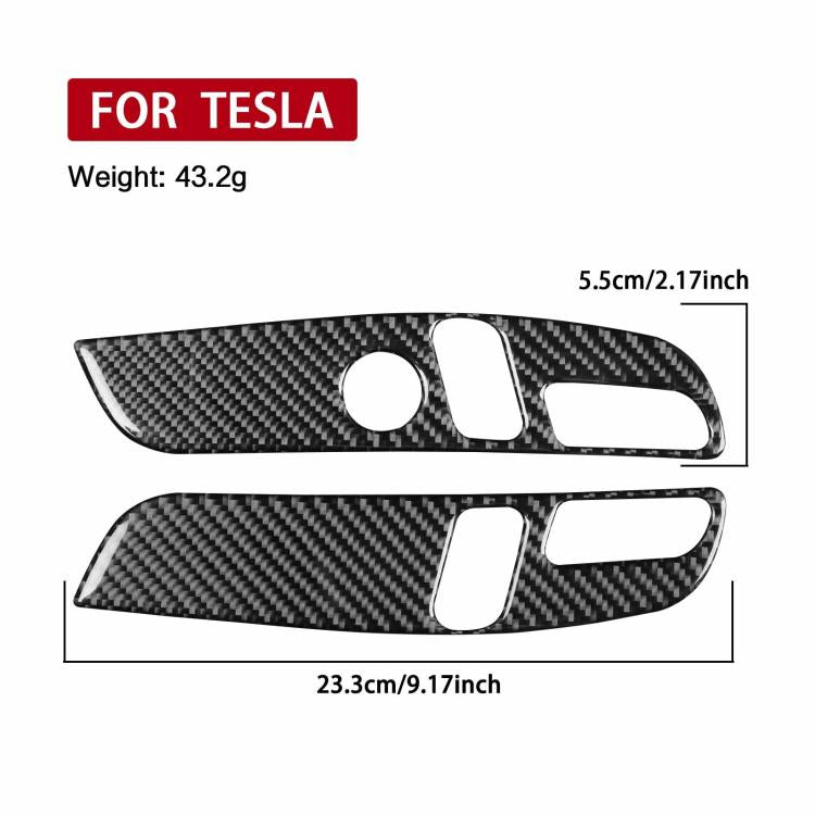 For Tesla Model 3 2023- 2pcs/Set Carbon Fiber Car Seat Adjustment Panel Decorative Sticker, Right Drive(Black) - Car Interior Mouldings by buy2fix | Online Shopping UK | buy2fix