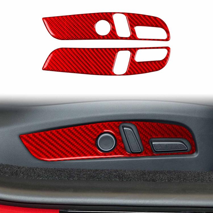 For Tesla Model 3 2023- 2pcs/Set Carbon Fiber Car Seat Adjustment Panel Decorative Sticker, Right Drive(Red) - Car Interior Mouldings by buy2fix | Online Shopping UK | buy2fix