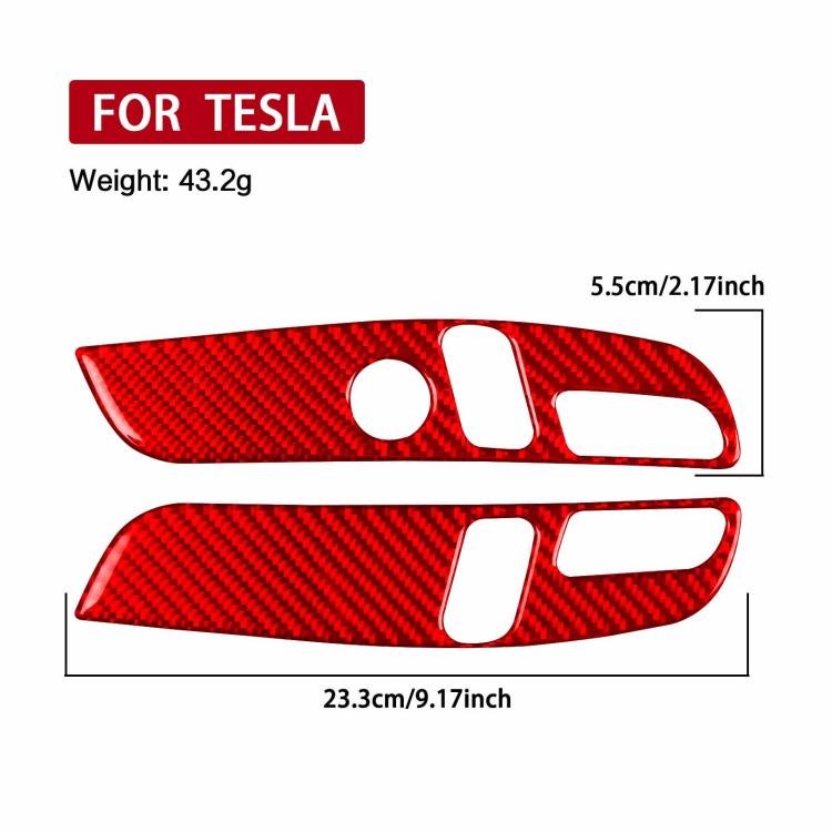 For Tesla Model 3 2023- 2pcs/Set Carbon Fiber Car Seat Adjustment Panel Decorative Sticker, Right Drive(Red) - Car Interior Mouldings by buy2fix | Online Shopping UK | buy2fix