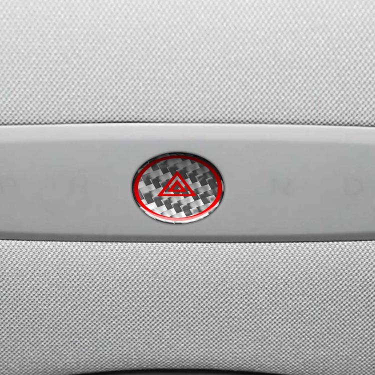 For Tesla Model 3 2023- Carbon Fiber Car Emergency Light Button with Label Decorative Sticker, Left and Right Drive(Silver) - Car Interior Mouldings by buy2fix | Online Shopping UK | buy2fix