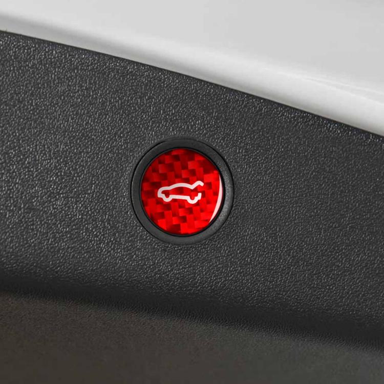 For Tesla Model 3 2019-2023 / Y 2019-2024 Carbon Fiber Car Trunk Button Decorative Sticker, Left and Right Drive(Red) - Car Interior Mouldings by buy2fix | Online Shopping UK | buy2fix
