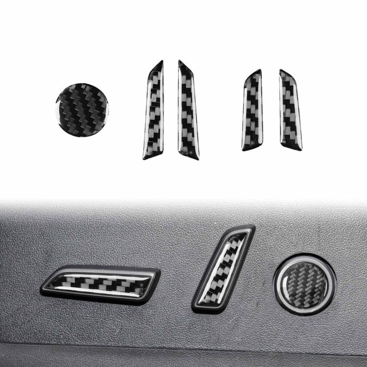 For Tesla Model 3 2023- 5pcs/Set Carbon Fiber Car Seat Adjustment Button Decorative Sticker, Left and Right Drive(Black) - Car Interior Mouldings by buy2fix | Online Shopping UK | buy2fix